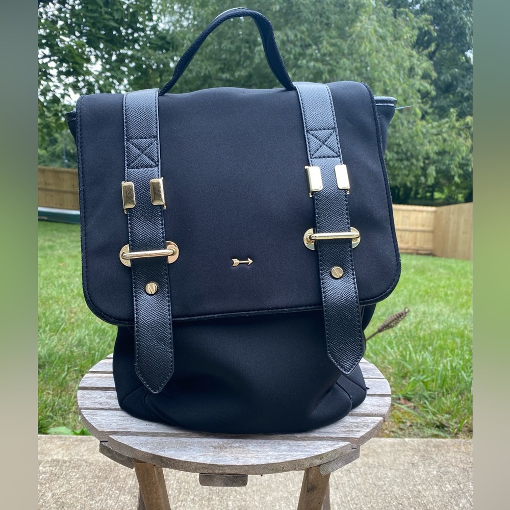 Gianni Bini Black Backpack with Gold Buckles